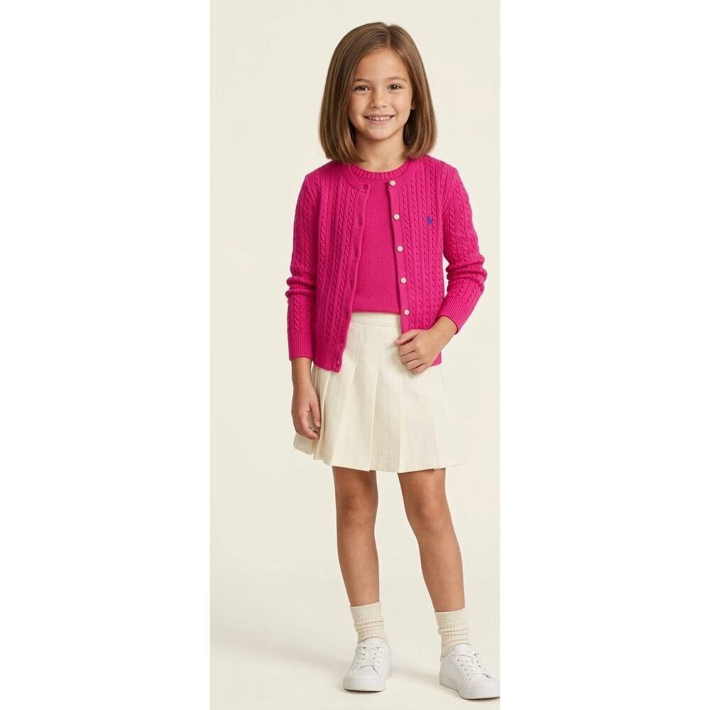 NWT❤️Polo Ralph Lauren Girls Mini-Cable Cotton Cardigan szL